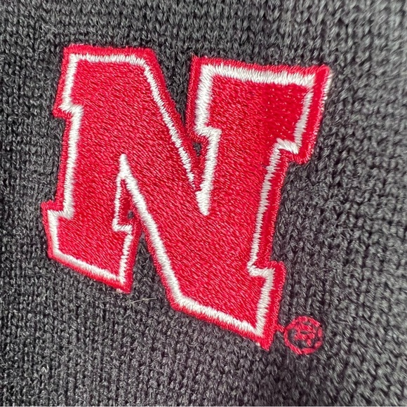 PETER MILLAR Black 100% Merino wool 1/4 zip Sweater | Nebraska Cornhuskers - Picture 3 of 7